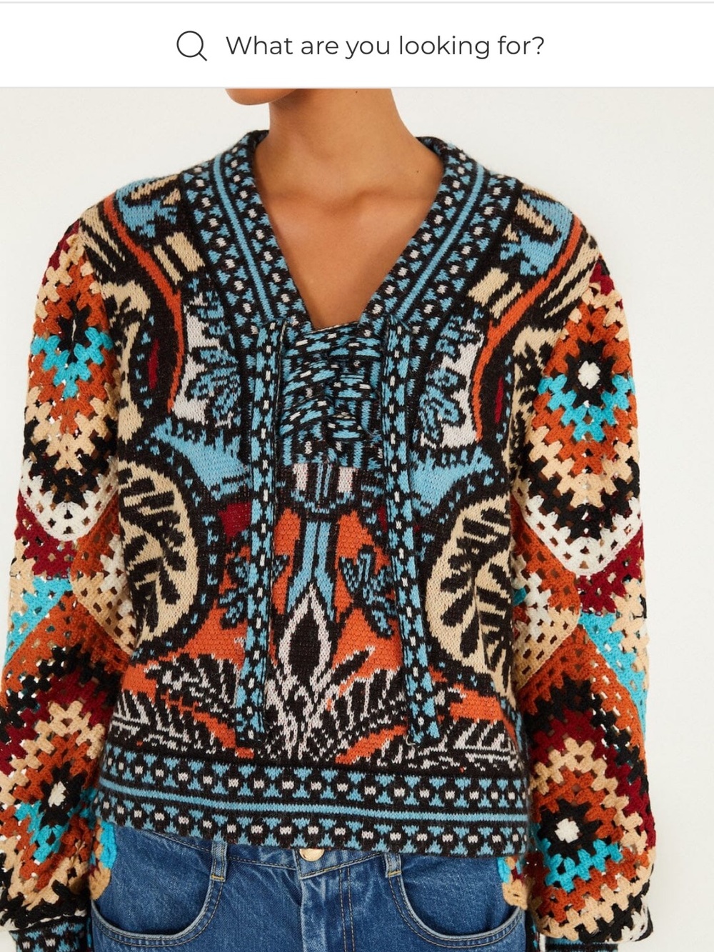FARM Rio Multicolor V-Neck Patterned Knit Sweater - Picture 2 of 3